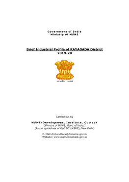 Brief Industrial Profile of RAYAGADA District 2019-20