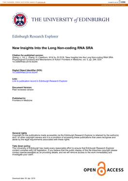 New Insights Into the Long Non-Coding RNA SRA