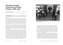 The Black Studies Controversy at Reed College, 1968–1970