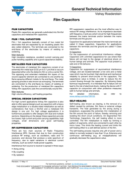 General Technical Information Vishay Roederstein Film Capacitors