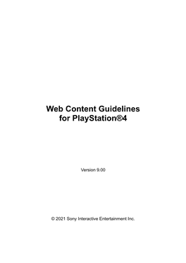 Web Content Guidelines for Playstation®4