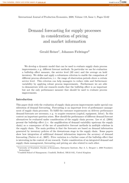 Demand Forecasting for Supply Processes in Consideration of Pricing and Market Information