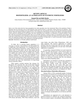 Review Article Biofertilizer: an Alternative of Synthetic Fertilizers