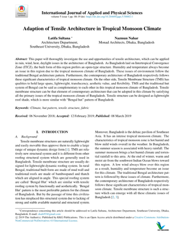 Adaption of Tensile Architecture in Tropical Monsoon Climate