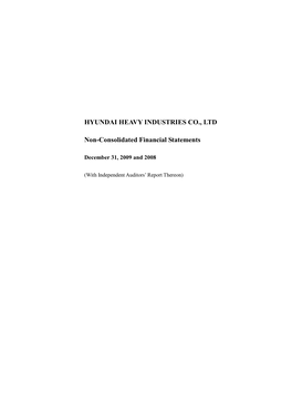 HYUNDAI HEAVY INDUSTRIES CO., LTD Non-Consolidated Financial