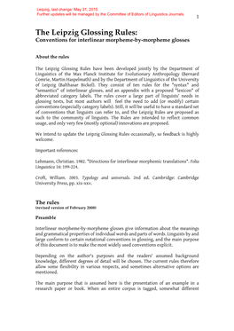 The Leipzig Glossing Rules: Conventions for Interlinear Morpheme-By-Morpheme Glosses