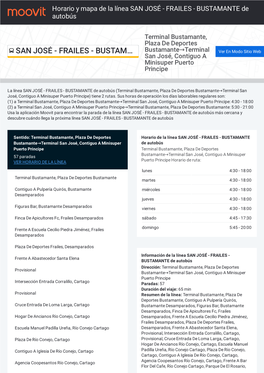 Horario Y Mapa De La Línea SAN JOSÉ - FRAILES - BUSTAMANTE De Autobús