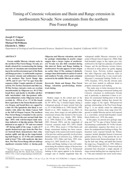 Timing of Cenozoic Volcanism and Basin and Range Extension in Northwestern Nevada: New Constraints from the Northern Pine Forest Range