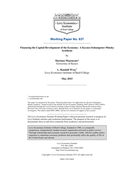 Financing the Capital Development of the Economy: a Keynes-Schumpeter-Minsky Synthesis