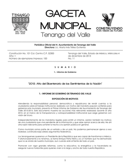 Informe De Gobierno De Tenango Del Valle
