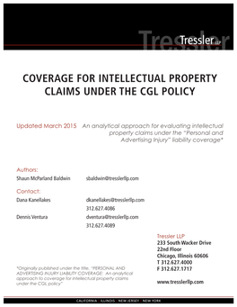 Coverage for Intellectual Property Claims Under the Cgl Policy