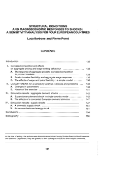 Structural Conditions and Macroeconomic Responses to Shocks : a Sensitivity Analysis for Four European Countries