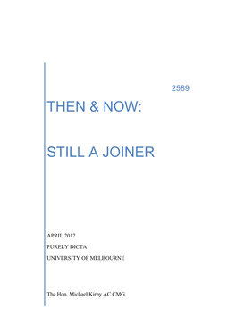 Then & Now: Still a Joiner