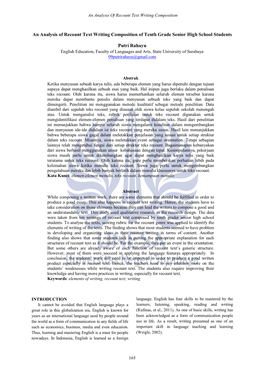 An Analysis of Recount Text Writing Composition of Tenth Grade Senior High School Students