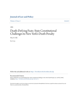 State Constitutional Challenges to New York's Death Penalty Mary R