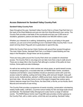 Read Our Access Statement for Sandwell Valley Country Park Here