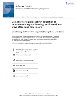 Using Lifeworld Philosophy in Education to Intertwine Caring and Learning: an Illustration of Ways of Learning How to Care