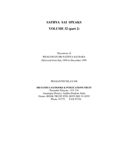 SATHYA SAI SPEAKS VOLUME 32 (Part 2)