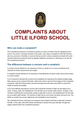 Complaints About Little Ilford School