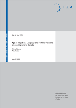 Age at Migration, Language and Fertility Patterns Among Migrants to Canada