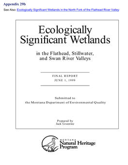 Ecologically Significant Wetlands in the North Fork of the Flathead River Valley