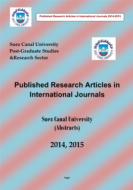 Published Research Articles in International Journals Suez Canal