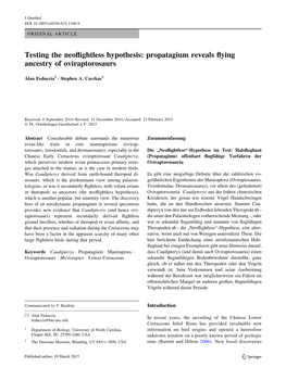 Testing the Neoflightless Hypothesis: Propatagium Reveals Flying Ancestry