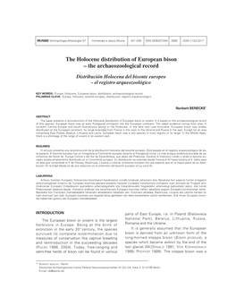 Holocene Distribution of European Bison – the Archaeozoological Record