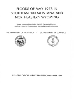 Floods of May 1978 in Southeastern Montana and Northeastern Wyoming