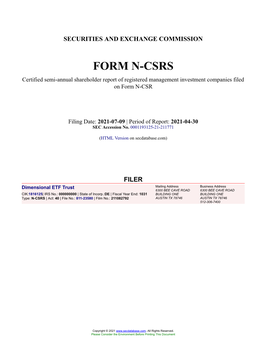 Dimensional ETF Trust Form N-CSRS Filed 2021-07-09