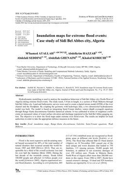 Inundation Maps for Extreme Flood Events: Case Study of Sidi Bel Abbes City, Algeria