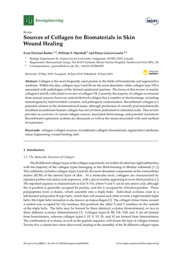 Sources of Collagen for Biomaterials in Skin Wound Healing