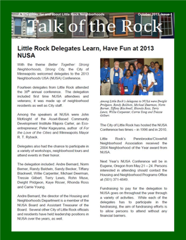 A Newsletter for and About Little Rock Neighborhoods October 2013, Issue 1