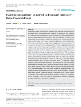 A Method to Distinguish Intensively Farmed from Wild Frogs