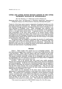 Upper and Lower Motor Neuron Lesions in the Upper Extremity Muscles of Tetraplegics1