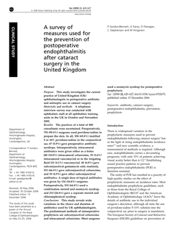 A Survey of Measures Used for the Prevention of Postoperative