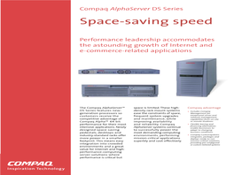 Compaq Alphaserver DS Series Space-Saving Speed