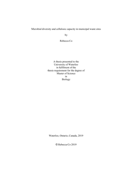 Microbial Diversity and Cellulosic Capacity in Municipal Waste Sites By