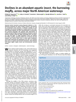 Declines in an Abundant Aquatic Insect, the Burrowing Mayfly, Across