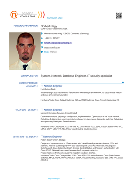 Norbert Nagy System, Network, Database Engineer, IT Security