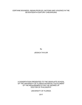 Indian Peoples, Nations and Violence in the Seventeenth-Century Chesapeake