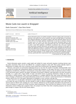 Monte Carlo Tree Search in Kriegspiel ∗ Paolo Ciancarini , Gian Piero Favini