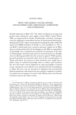 PLINY the ELDER's NATURAL HISTORY: ENCYCLOPEDIA for CAROLINGIAN ASTRONOMY and COSMOLOGY Already Important to Bede (673–735)