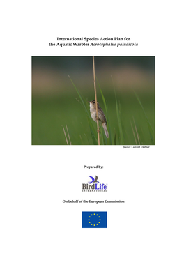 International Species Action Plan for the Aquatic Warbler Acrocephalus Paludicola