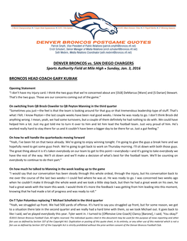 DENVER BRONCOS Vs. SAN DIEGO CHARGERS BRONCOS