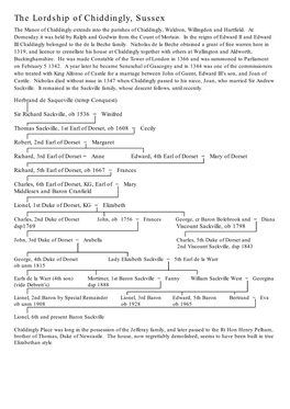 The Lordship of Chiddingly, Sussex the Manor of Chiddingly Extends Into the Parishes of Chiddingly, Waldron, Willingdon and Hartfield