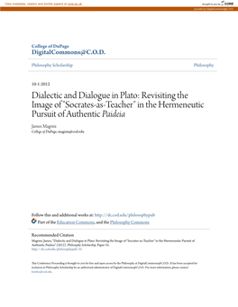 Dialectic and Dialogue in Plato
