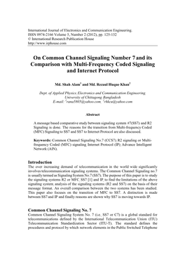 On Common Channel Signaling Number 7 and Its Comparison with Multi-Frequency Coded Signaling and Internet Protocol
