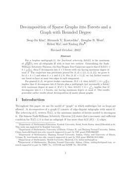 Decomposition of Sparse Graphs Into Forests and a Graph with Bounded Degree