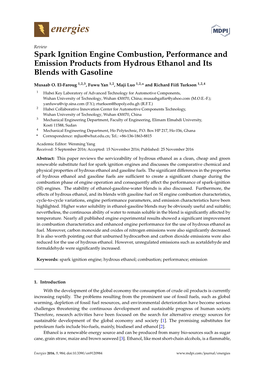Spark Ignition Engine Combustion, Performance and Emission Products from Hydrous Ethanol and Its Blends with Gasoline